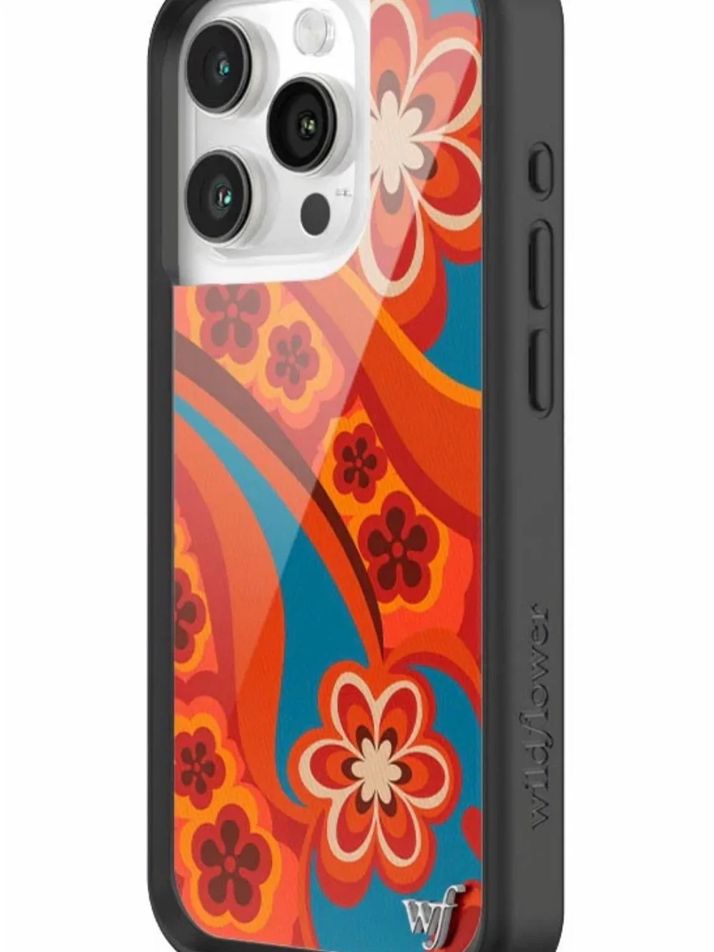 Wildflowers iPhone 15 Pro Case - Orange, Brown & Turquoise Floral Retro Print